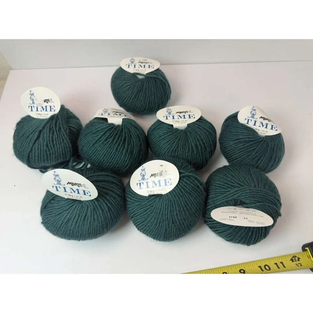 Martifil Time Yarn 95% Virgin Wool 5% Acrylic Lot Of 8 50g Each Teal Blue Green